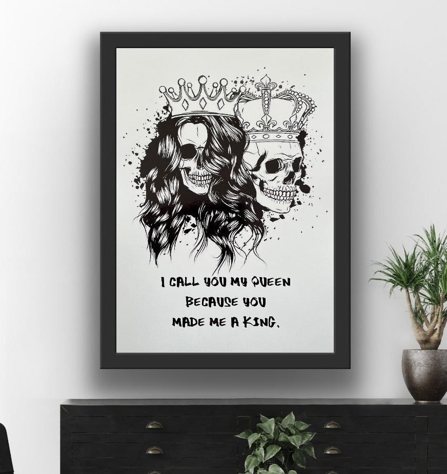 King & Queen Skull Foil Print