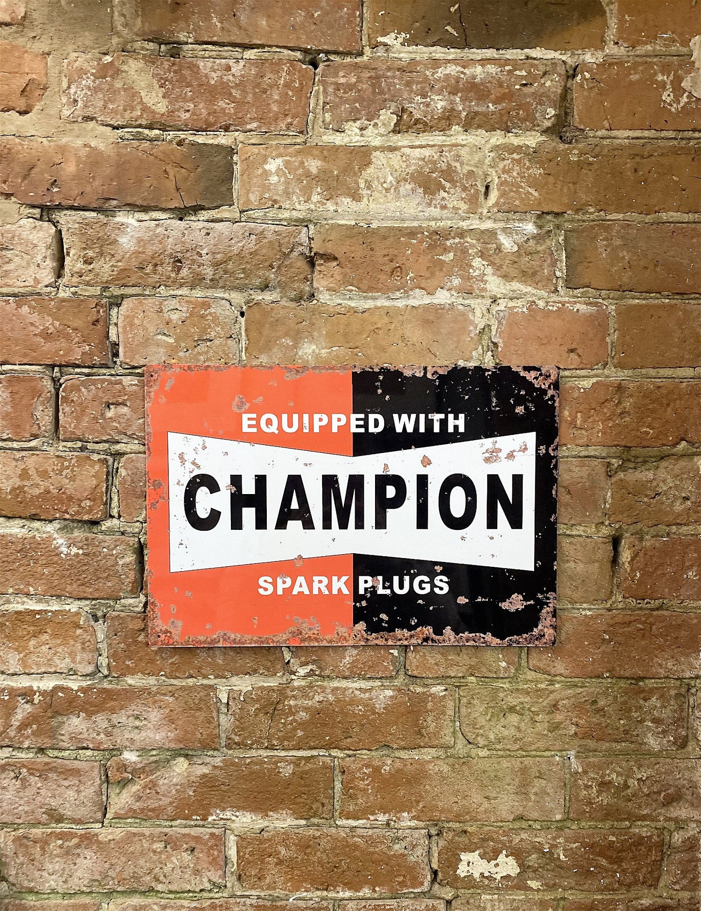 Metal Wall Sign Plaque - Champion Spark Plugs