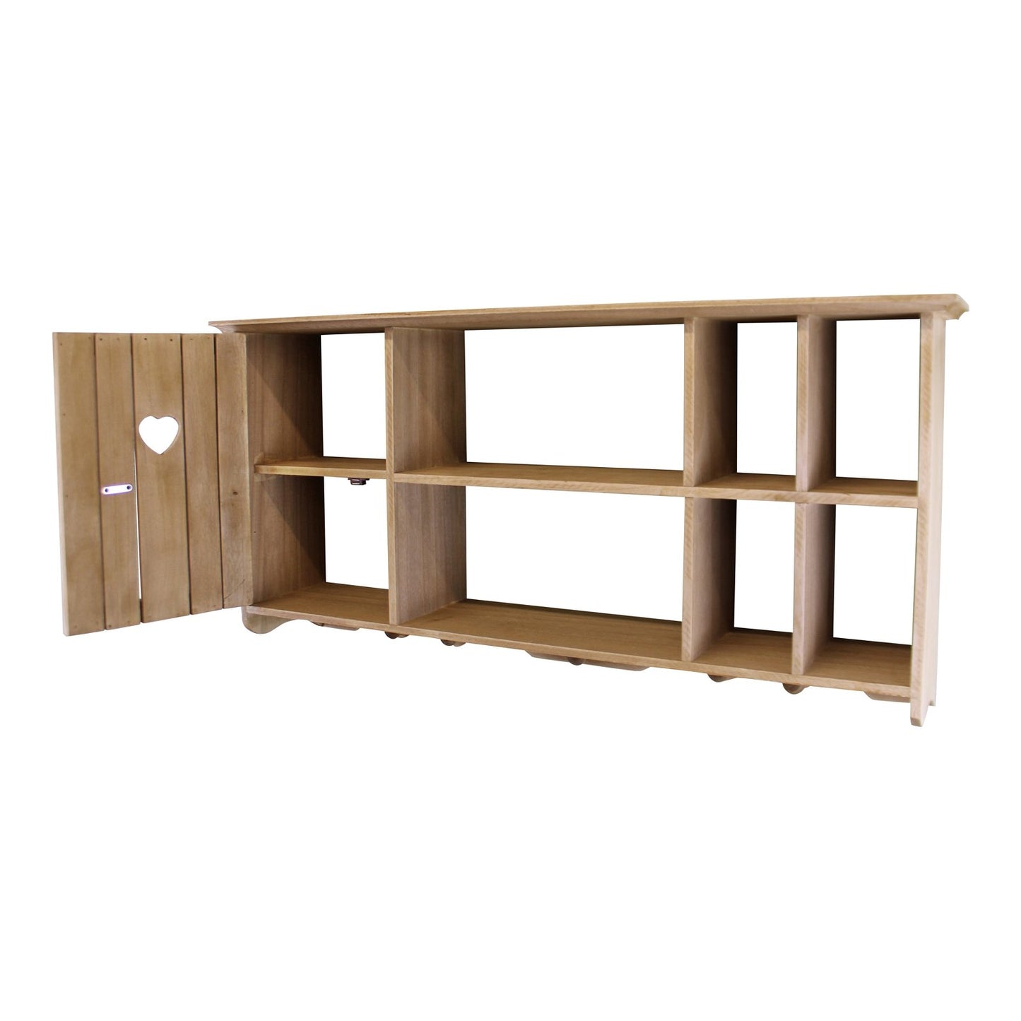 Wooden Wall Hanging Unit With Cupboard & Shelves