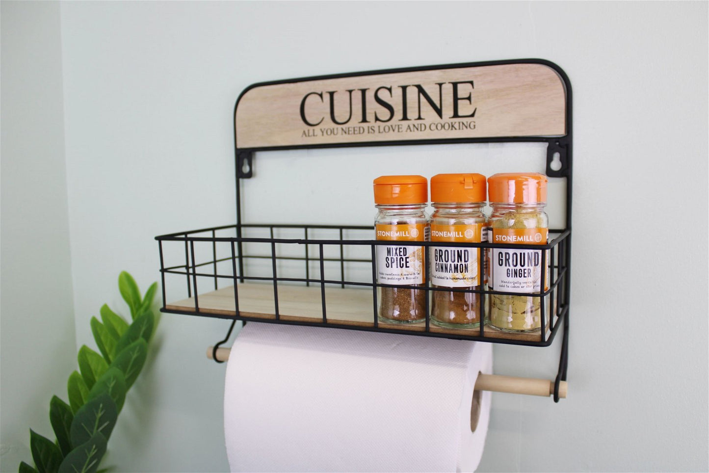 Wall Hanging Kitchen Storage Unit with Kitchen Roll Holder