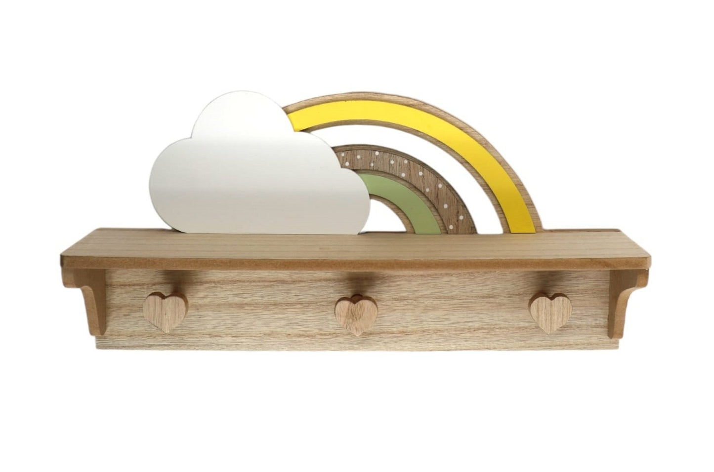 Rainbow and Cloud Shelf with Hooks