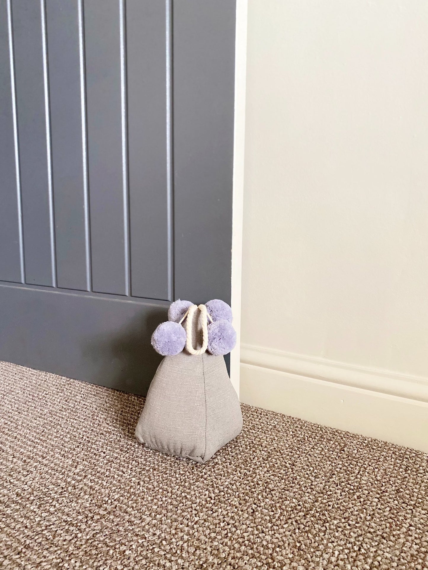 Grey Pompom Doorstop