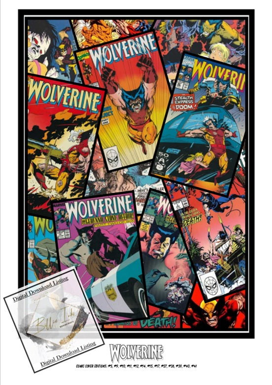 Wolverine Comic Cover Collage Digital Download