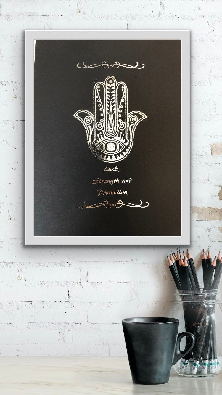 Hamsa Hand Evil Eye Foil Print