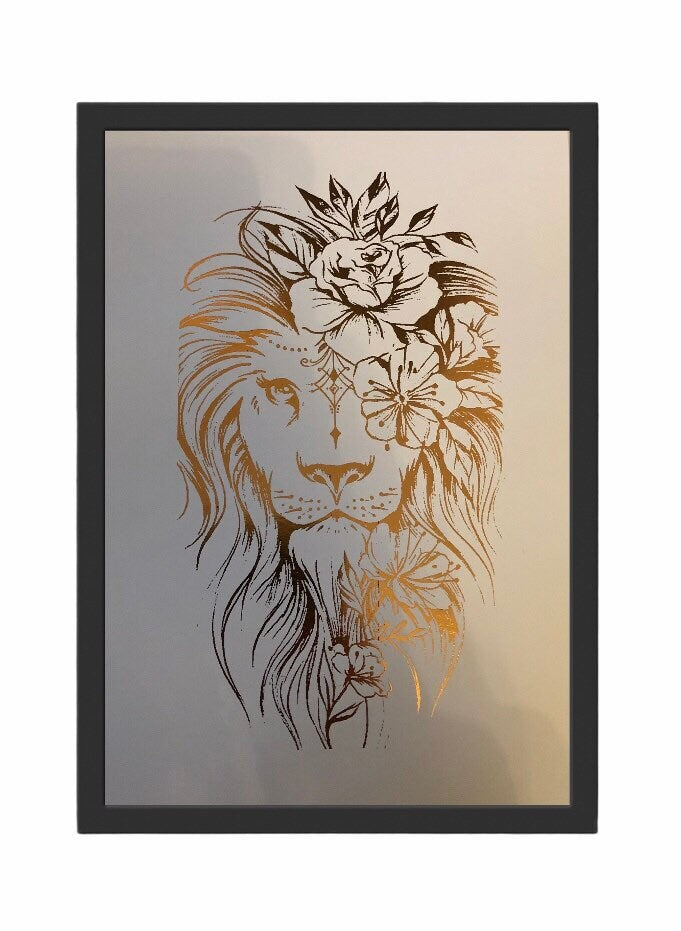 Lion Foil Print White/Rose Gold