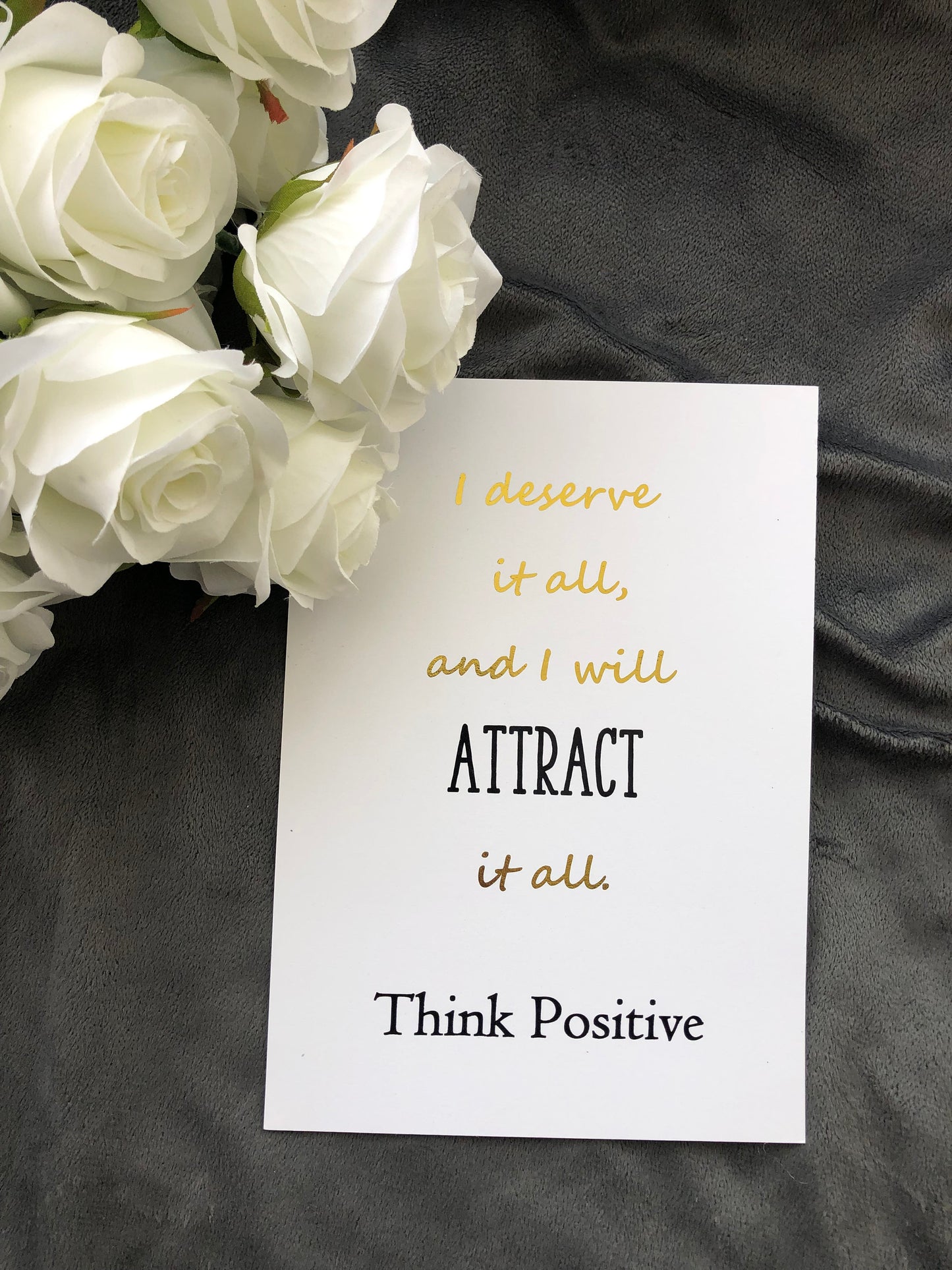 Think Positive Foil Print White/Gold