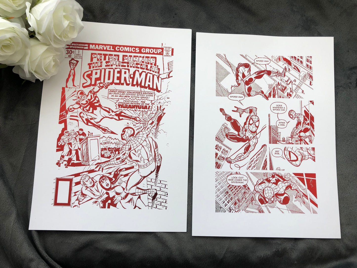 Set of 2 Spider Man Comic Cover & Comic Strip Foil Prints