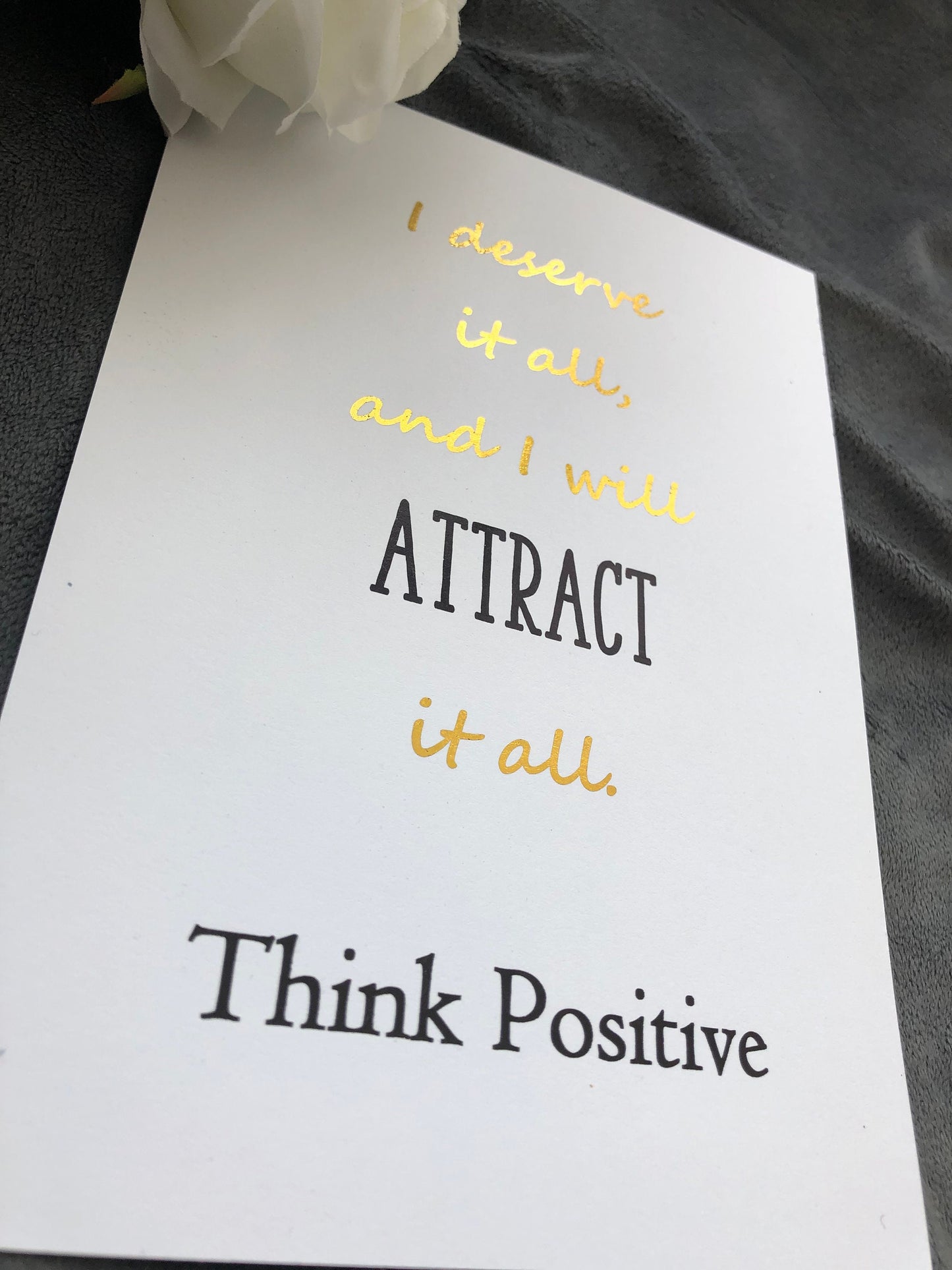 Think Positive Foil Print White/Gold