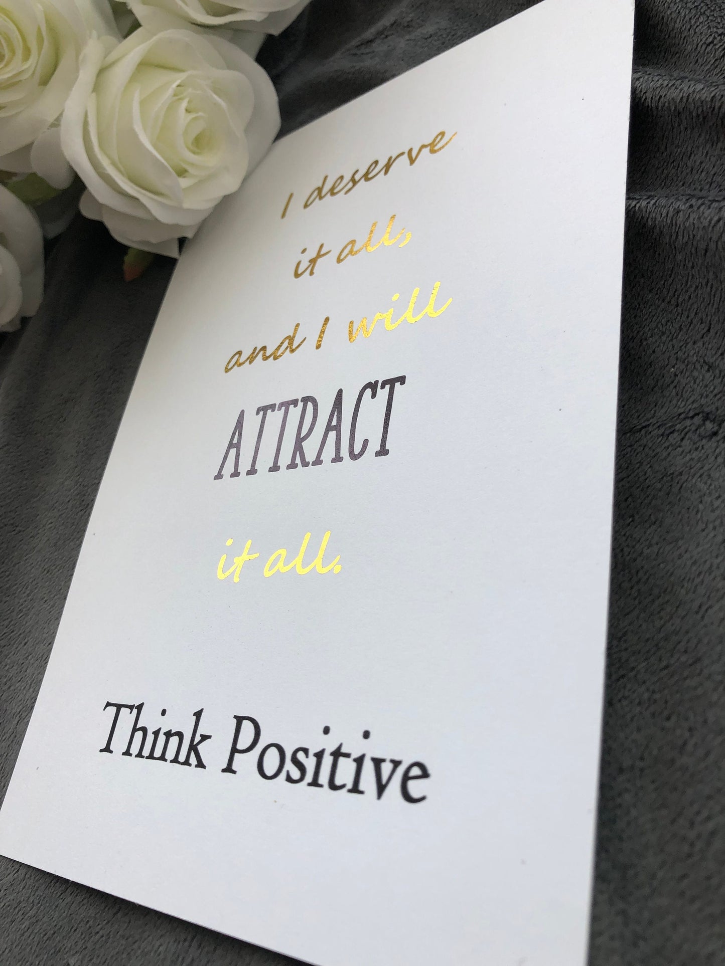 Think Positive Foil Print White/Gold