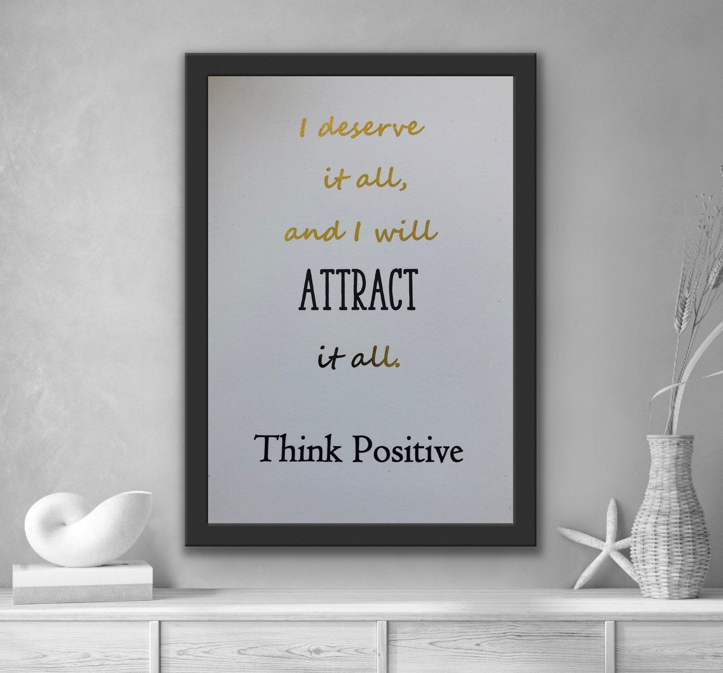 Think Positive Foil Print White/Gold