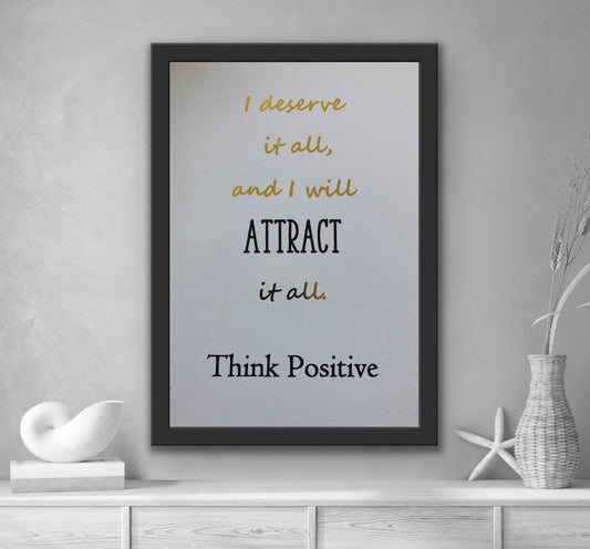 Think Positive Foil Print White/Gold