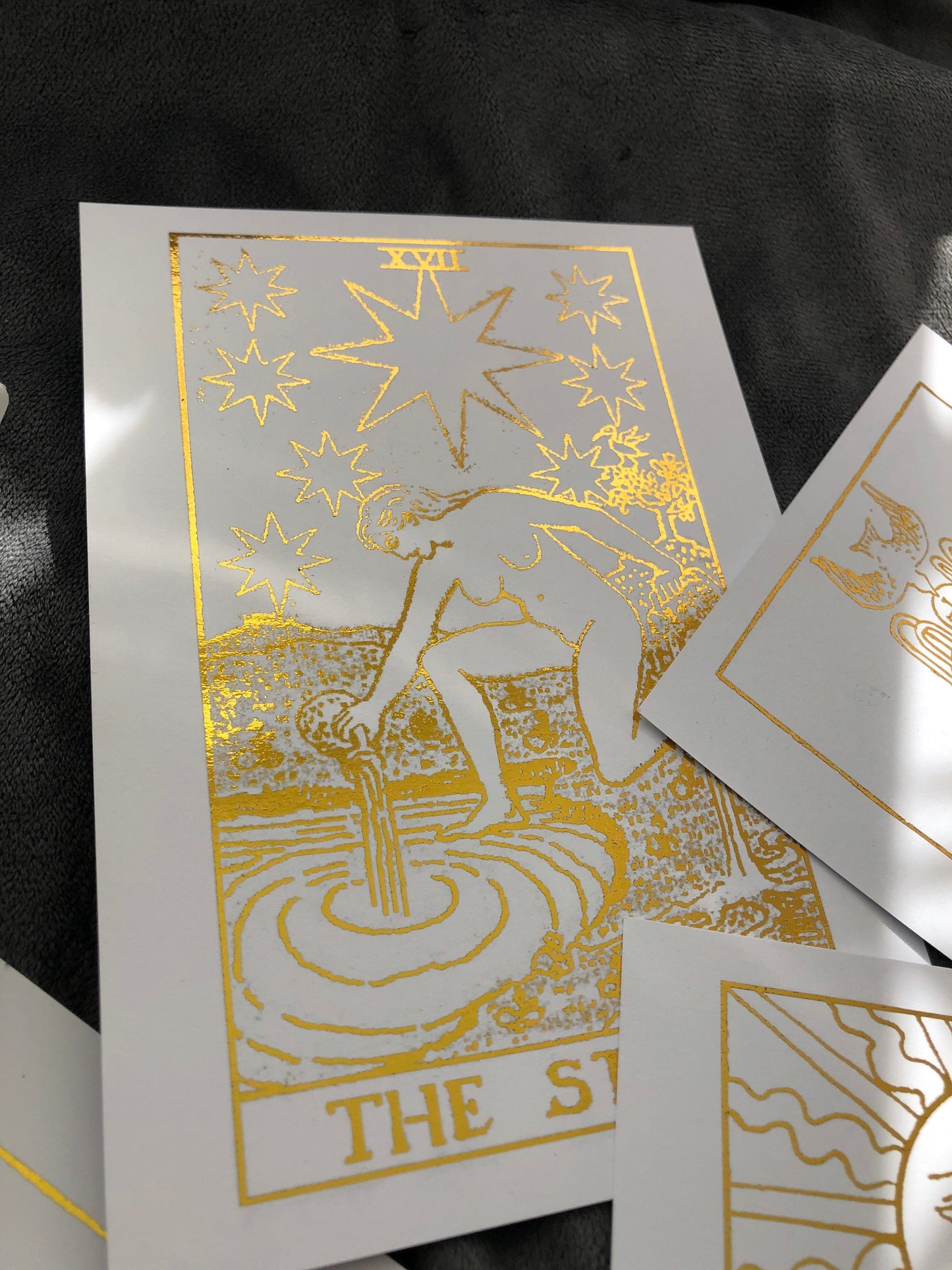 Set of 4, Tarot Card Foil Prints White/Gold