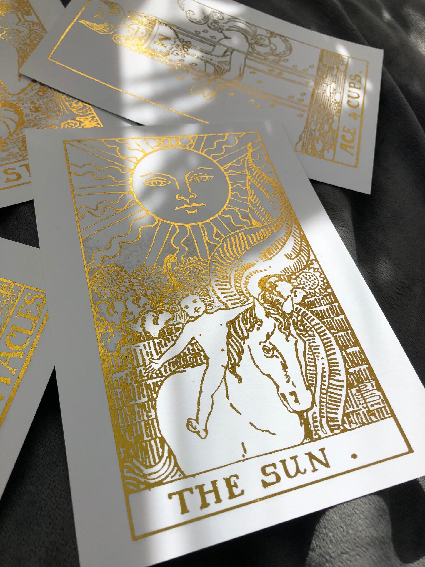 Set of 4, Tarot Card Foil Prints White/Gold