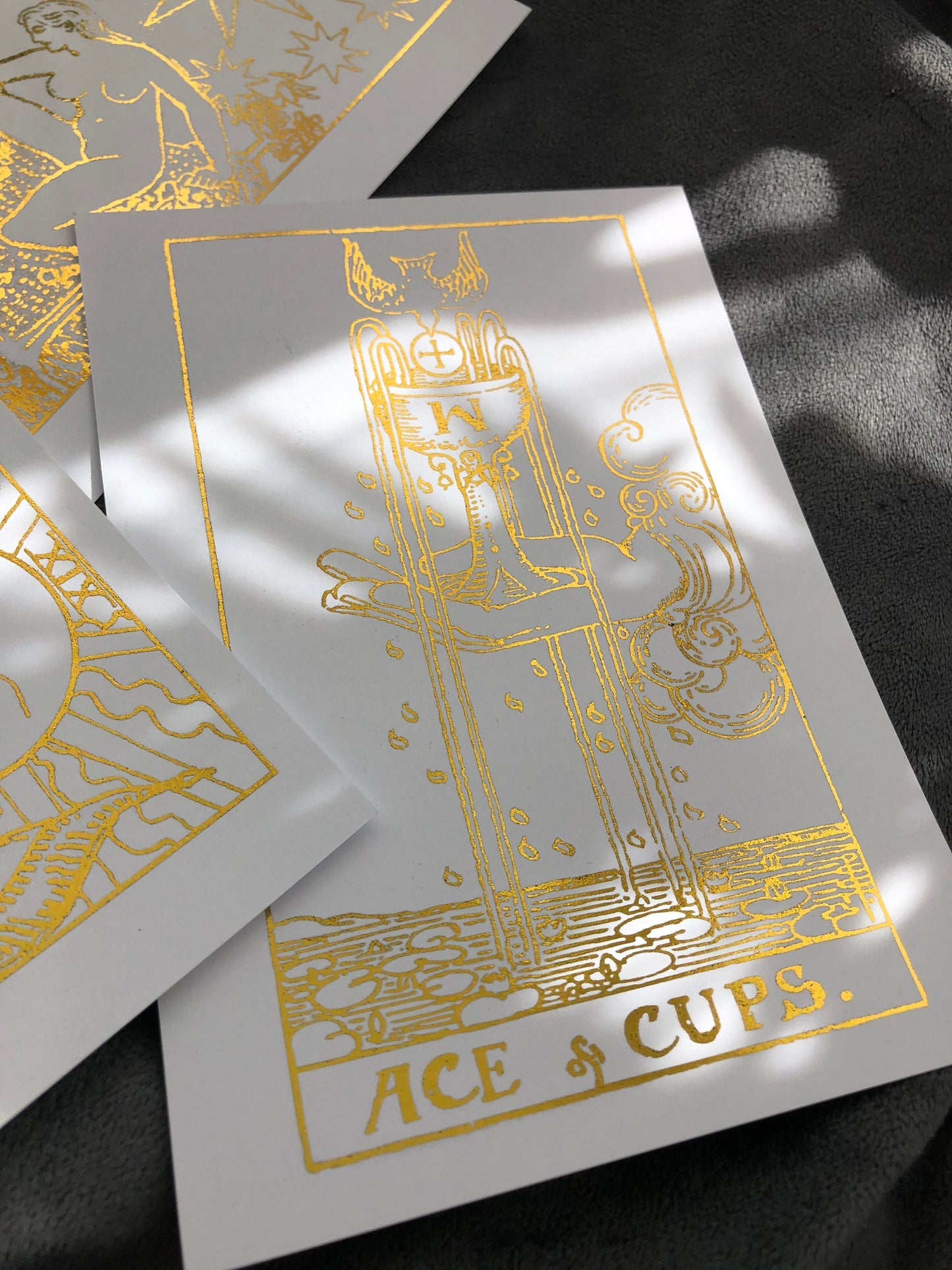 Set of 4, Tarot Card Foil Prints White/Gold