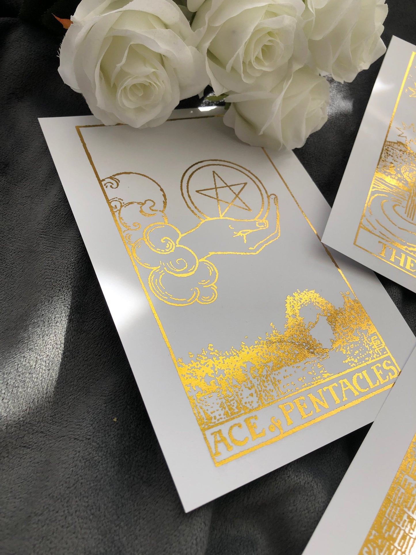 Set of 4, Tarot Card Foil Prints White/Gold