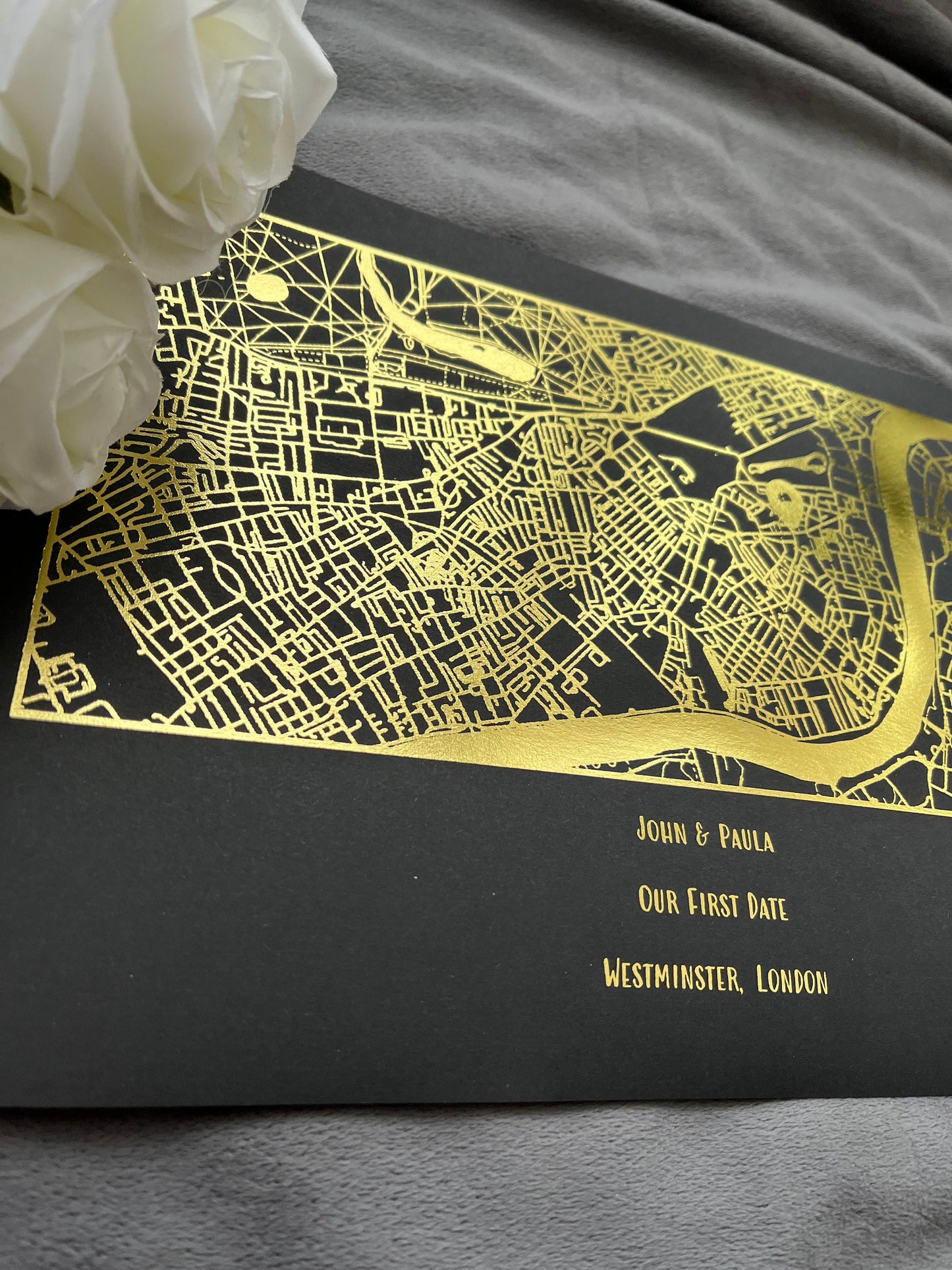 Our First Date Foil Printed Map Black