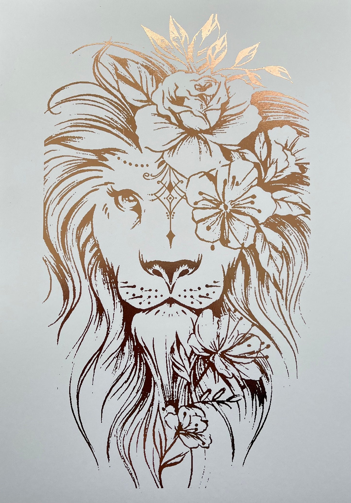 Lion Foil Print White/Rose Gold