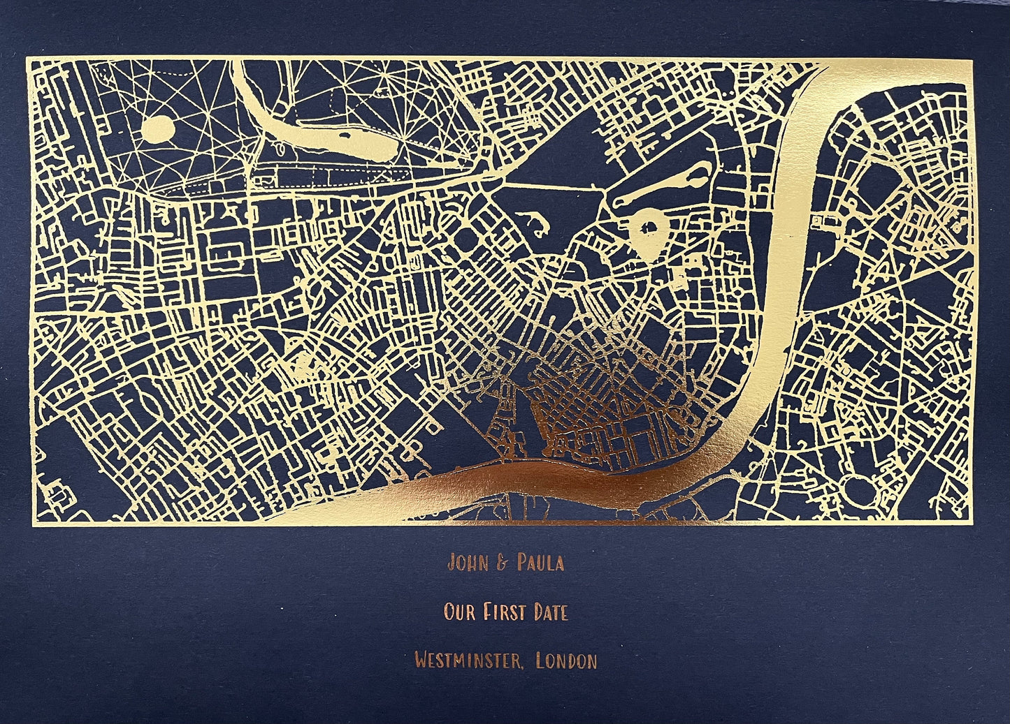 Our First Date Foil Printed Map Black