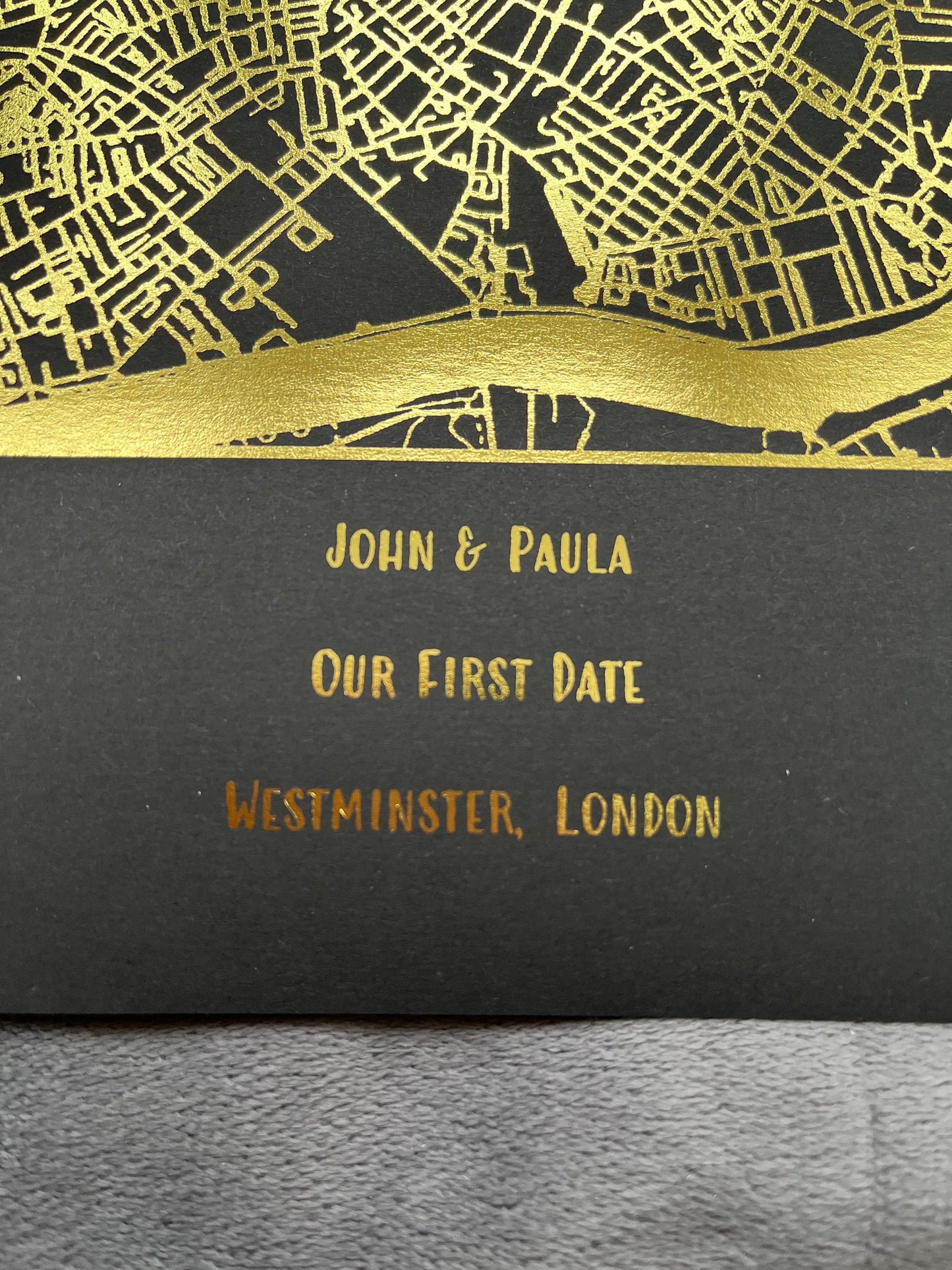 Our First Date Foil Printed Map Black