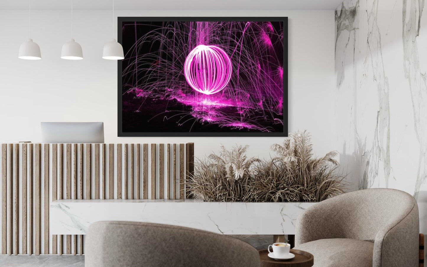 Radiant Burst Pink Firework Print