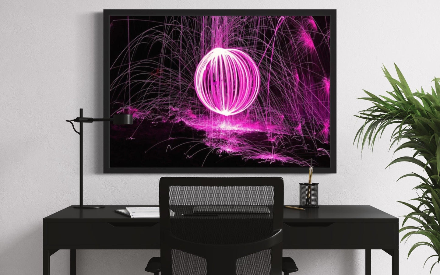 Radiant Burst Pink Firework Print