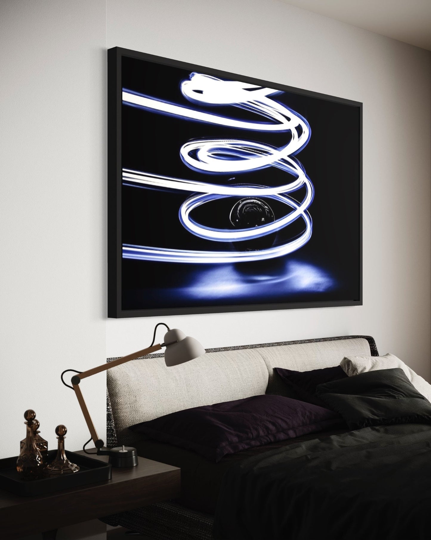 Long Exposure Black & Blue Ball Photography Print