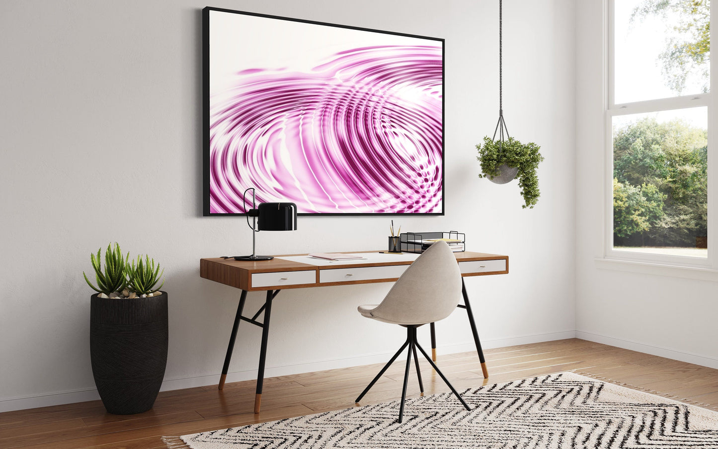 Pink & White Ripples Art