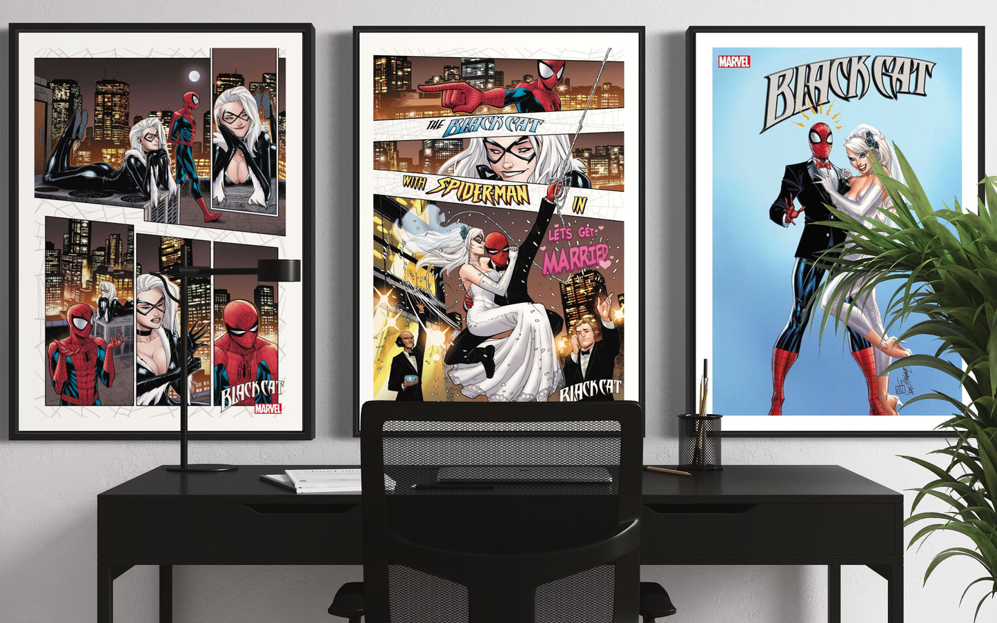 Set of 3, Black Cat Spider Man Married Digital Download