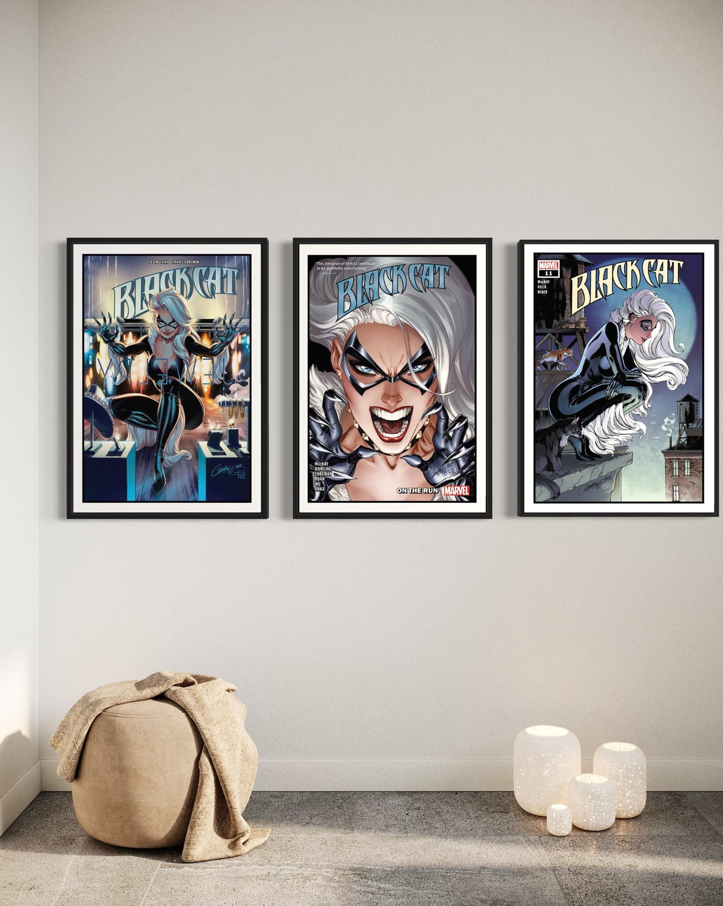 Set of 3 Black Cat Digital Download Comic Covers