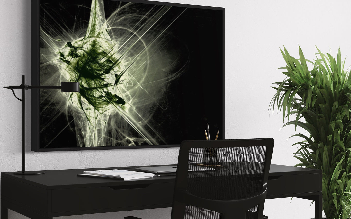 Long Exposure Light Print, Black Green & White Digital Download