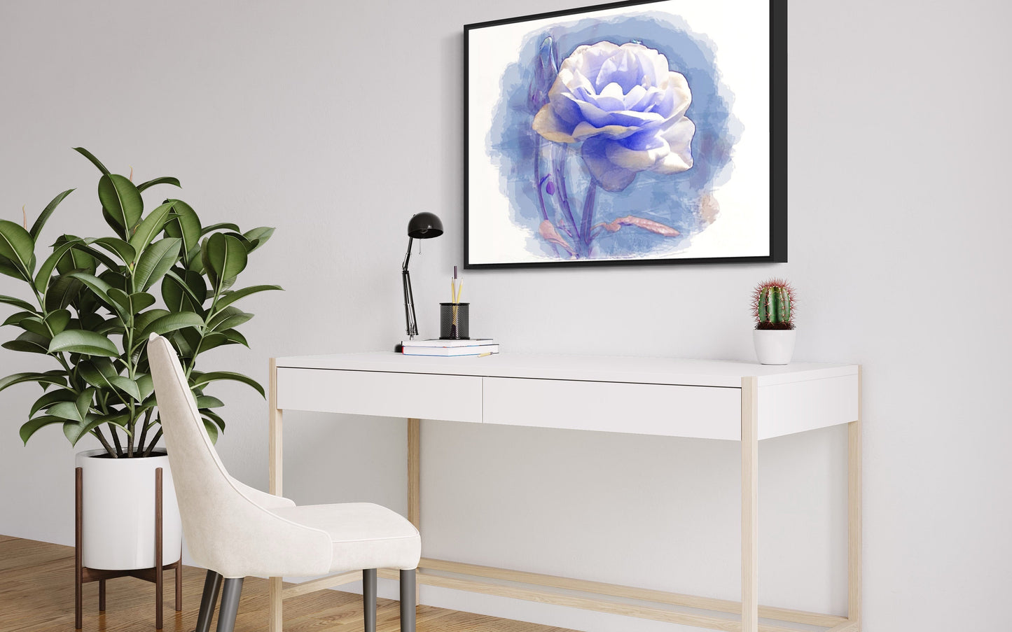 Rose Blue Background Print