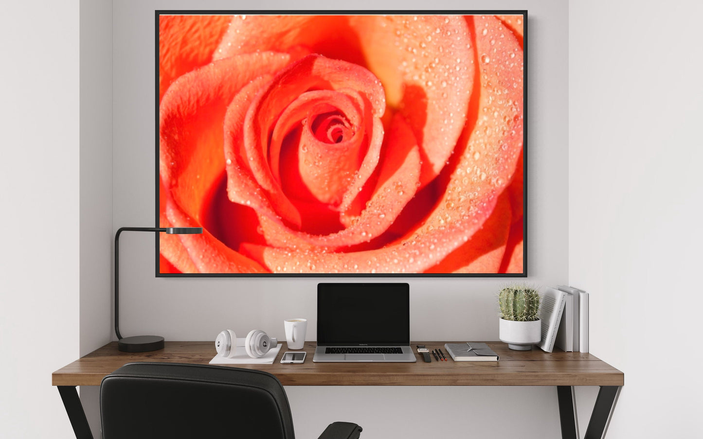 Up Close Orange Rose With Water Droplets Digital Listing