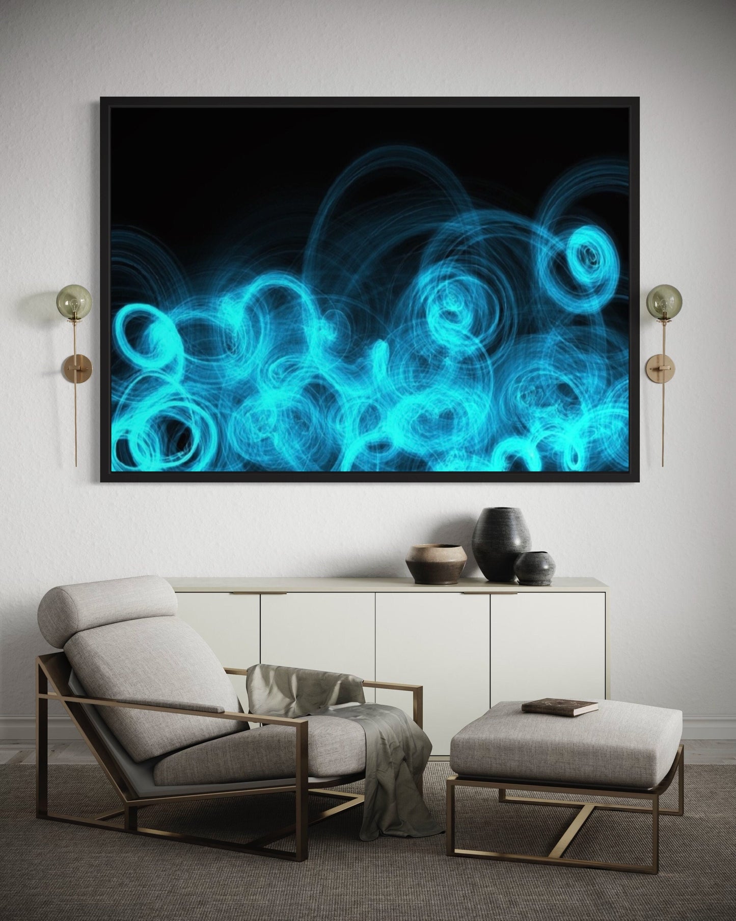 Electric Blue Swirls Long Exposure Art Digital Listing