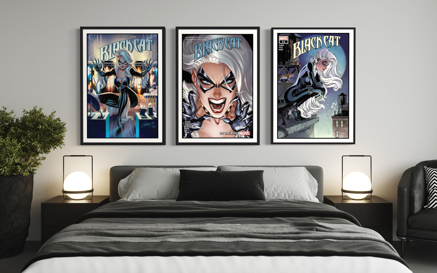 Set of 3 Black Cat Digital Download Comic Covers