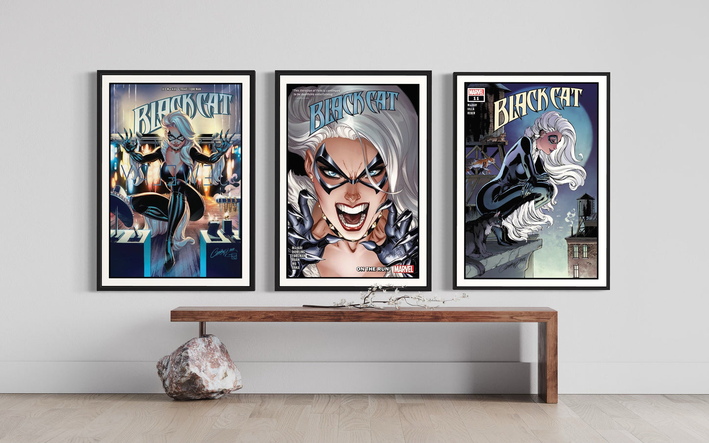 Set of 3 Black Cat Digital Download Comic Covers