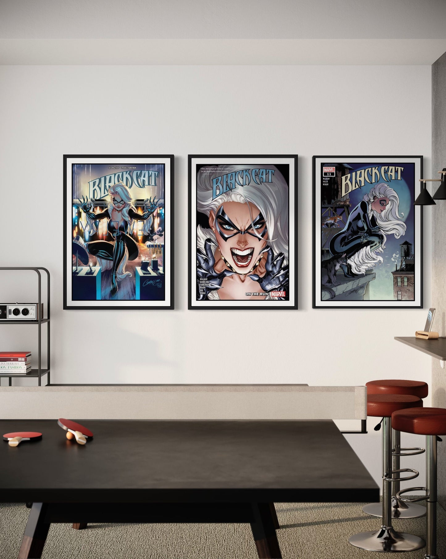 Set of 3 Black Cat Comic Cover Prints