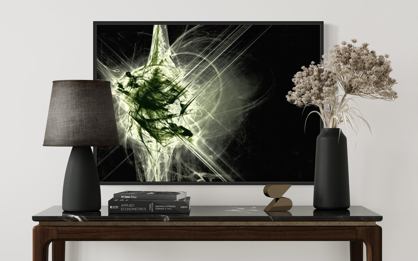 Long Exposure Light Print, Black Green & White Digital Download