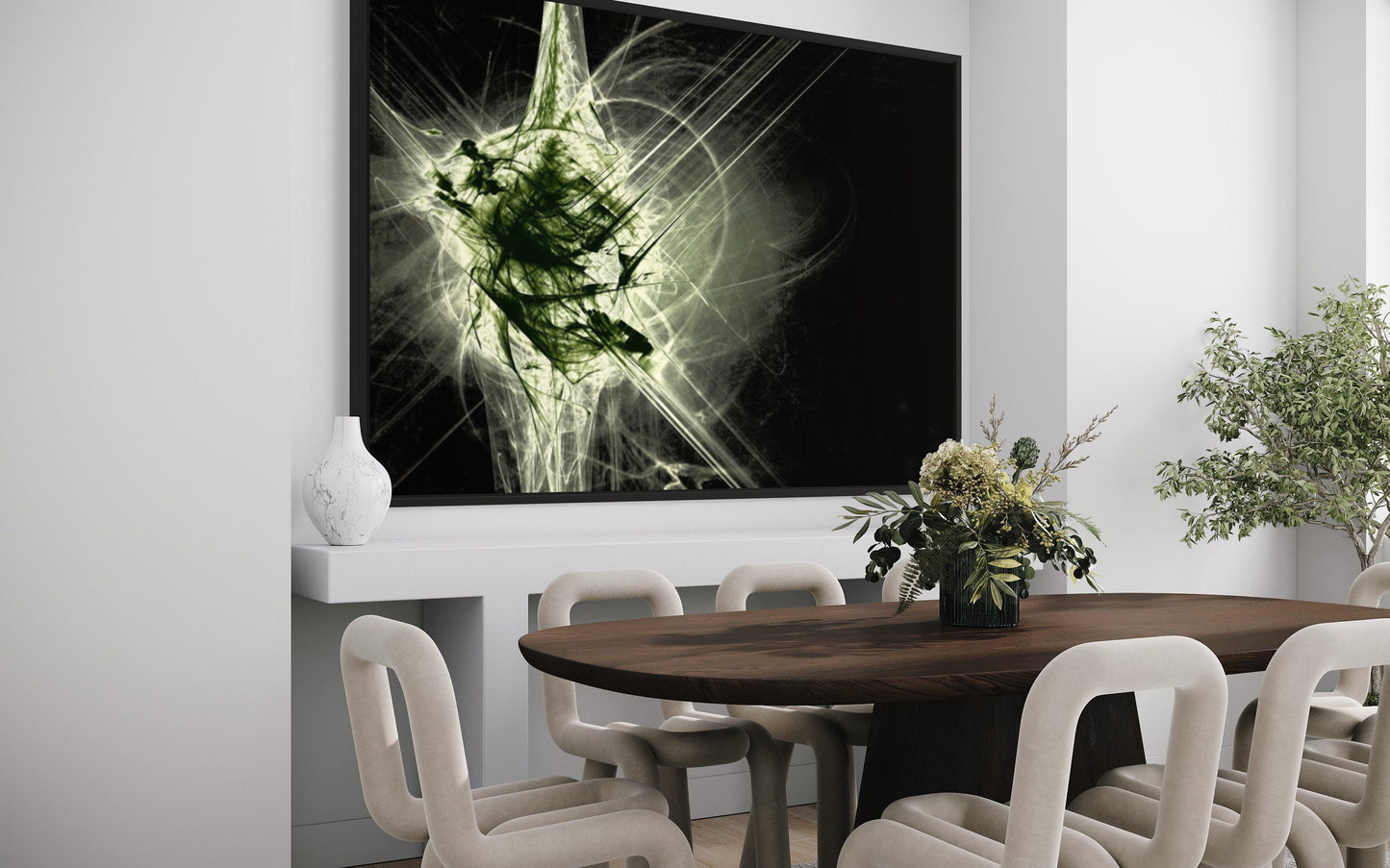 Long Exposure Light Print, Black Green & White Digital Download