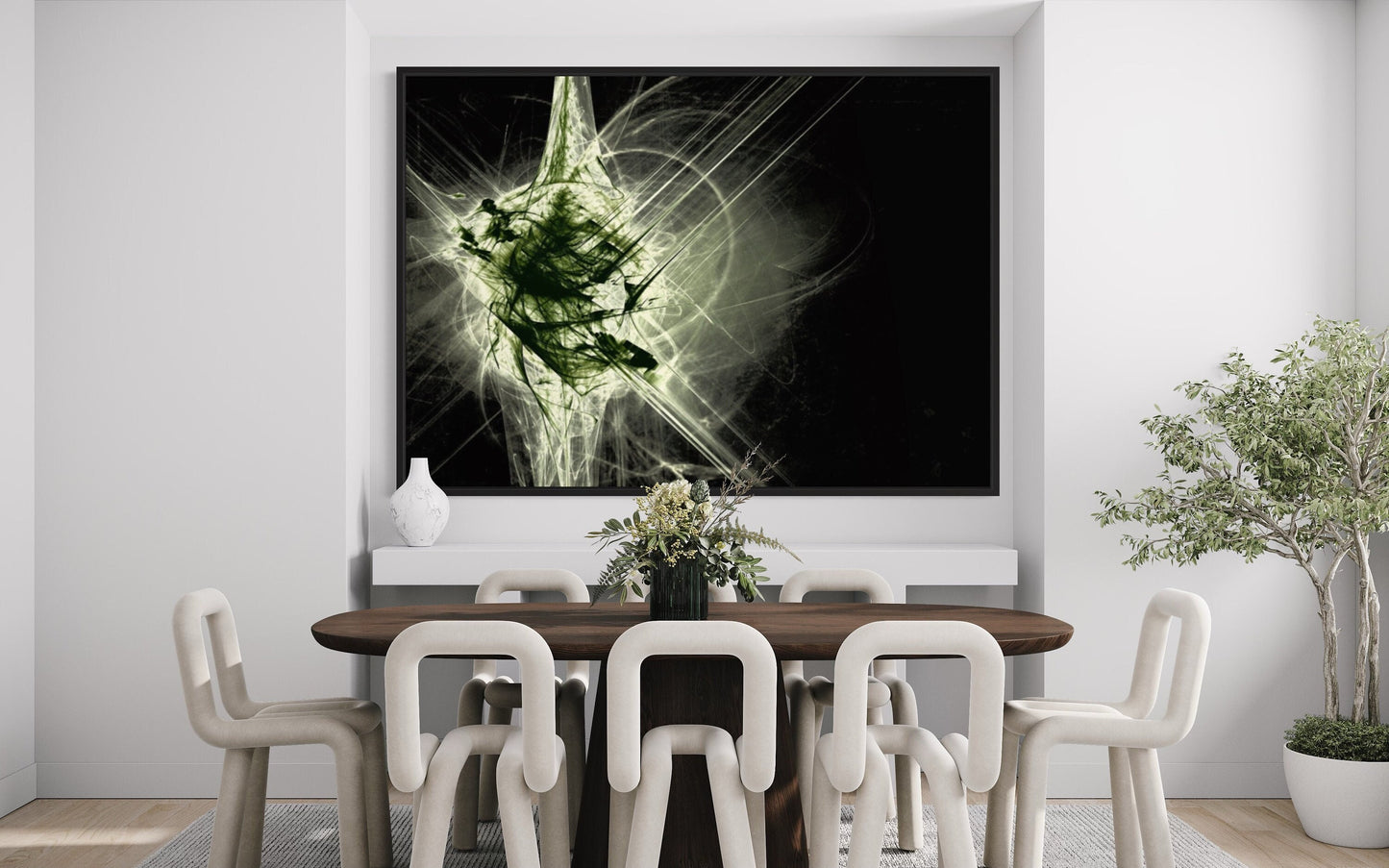 Long Exposure Light Print, Black Green & White Digital Download