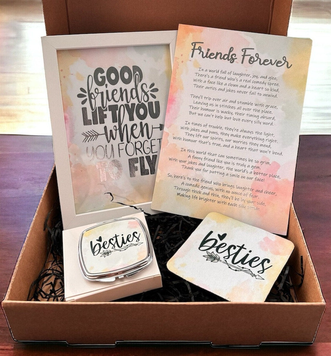 Our Best Friends Gift Set is a heartwarming collection crafted to celebrate the unbreakable bond of friendship. Thoughtfully curated to bring joy and sentiment to your bestie, this set is a perfect token of appreciation for the special person who shares laughter, tears, and endless memories by your side.